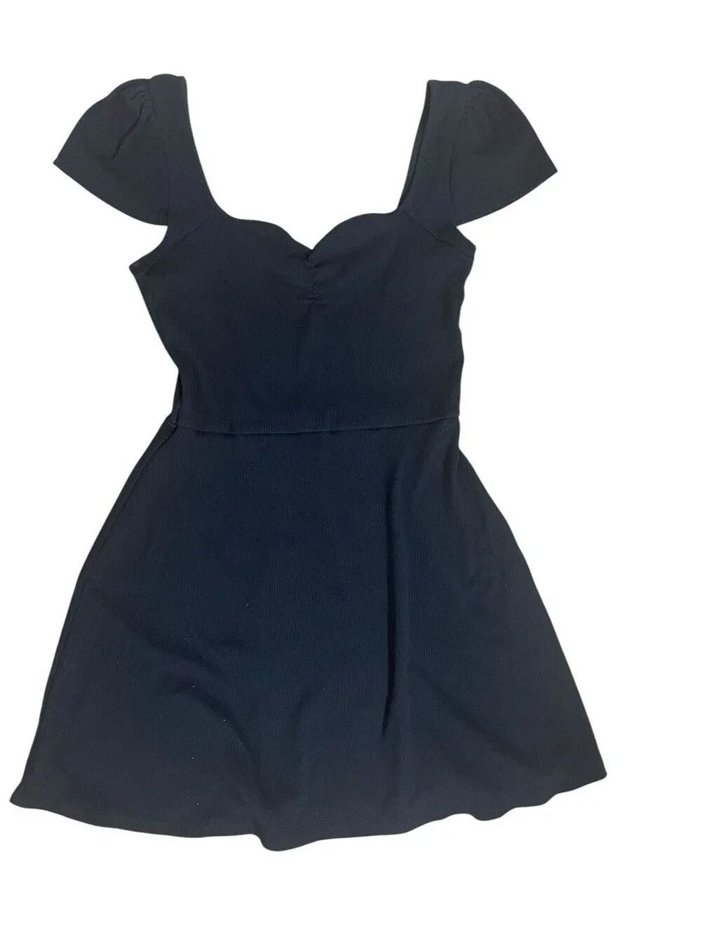 Wild Fable Black Fit & Flare Mini Dress Puff Sleeve Square Neck Women’s M